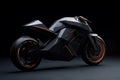 Futuristic sports bike in cyberpunk style on black background, AI Generated
