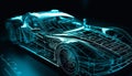 Futuristic sports car blueprint modern design, alternative energy, glowing engine generated by AI Royalty Free Stock Photo