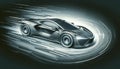 Futuristic Sports Car in Motion, Speed Concept Royalty Free Stock Photo