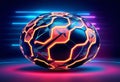 A futuristic sports concept of an amarican football ball lit
