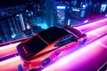 Futuristic sports neon 3d render car background