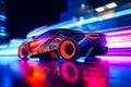 Futuristic sports neon 3d render car background