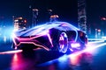 Futuristic sports neon 3d render car background