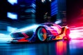 Futuristic sports neon 3d render car background