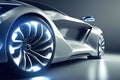 Futuristic sportscar detail closeup. Shiny rim of a supercar. Racing concept with abstract car. Generated AI. Royalty Free Stock Photo