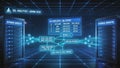 Futuristic SQL Analytics Dashboard Monitoring Multiple Database Servers with Real-Time Data Tables Royalty Free Stock Photo