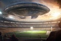 futuristic stadium, with aliens competing in futuristic sports
