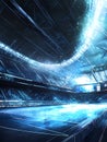 Futuristic Stadium with Illuminated Playing Field