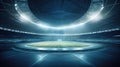 futuristic stadium with lights shining on it. Generative Ai