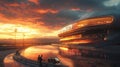 Futuristic Stadium Sunset Race Track