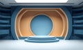 Futuristic Stage with Nested Circles and Blue and Gold Accents Royalty Free Stock Photo