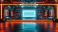 Futuristic Stage Design with Neon Lights and High-Tech Background Royalty Free Stock Photo