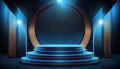 Futuristic stage with neon light circle frame Royalty Free Stock Photo