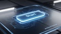 Futuristic start button on digital interface with glowing blue light Royalty Free Stock Photo