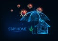 Futuristic stay at home during coronavirus outbreak concept