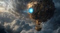 Futuristic steampunk balloon vessel soaring through dramatic skies Royalty Free Stock Photo