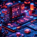 Futuristic stock image of a glowing circuit board symbolizing advanced technology, innovation, cyber security, or high