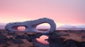 Futuristic Stone Structure At Sunset: A Soft Rendering Of Minimalist Parametric Architecture