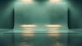 Futuristic studio backdrop with glowing lights and textured surface Royalty Free Stock Photo