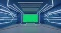 Futuristic Studio Set with Green Screen and Neon Lighting Royalty Free Stock Photo