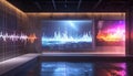 Futuristic Studio with Soundwave Data Displays Royalty Free Stock Photo