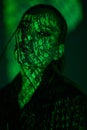 Futuristic girl in neon light Royalty Free Stock Photo