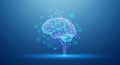Neural Network Brain Illustration with Glowing Nodes and Tech Icons Royalty Free Stock Photo