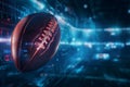 Futuristic Superbowl Banner with Holographic Football and Team Scores