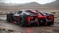 Futuristic Supercar, Desert Drive Royalty Free Stock Photo
