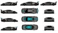 Futuristic Supercar Vector Illustration Set - Multiple Views Royalty Free Stock Photo