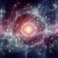 A futuristic supercomputer visualizing complex data