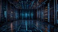 A futuristic supercomputer visualizing complex data,