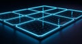 Futuristic Neon Hexagonal Grid Surface With Blue Light Edges abstract background Royalty Free Stock Photo