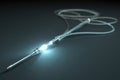 Futuristic Surgical Instrument with Illuminated Fiber Optic Technology. Royalty Free Stock Photo