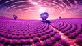 A Futuristic, Surreal Style 3D Lavender Field in Infrared Spiral, Generative AI