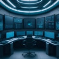 futuristic surveillance room illustration