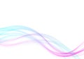 Futuristic swoosh fusion hi-tech wave lines layout. Bright elegant abstract blue and pink transparent smoke waves over white back Royalty Free Stock Photo