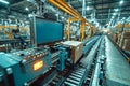 Futuristic Symphony of Automation: Robots on the Assembly Line in High-Tech Facility. Generative AI