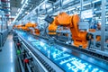 Futuristic Symphony of Automation: Robots on the Assembly Line in High-Tech Facility. Generative AI