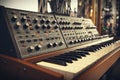 Futuristic Synth music analog. Generate Ai