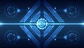 Futuristic System Core Technology Background: Geometric Gear Mechanism and Digital Circuit Processing Royalty Free Stock Photo