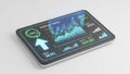 Futuristic Tablet Displaying Financial Forecast Trends and Data technology Royalty Free Stock Photo