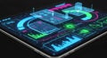 Futuristic Tablet Interface with Data Visualization Royalty Free Stock Photo