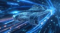 Futuristic Tank in Digital Space Royalty Free Stock Photo