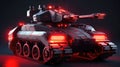 A Futuristic Tank With A Sharp Angular Design And Red Glowing Ac