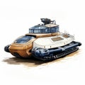 Futuristic Tank with Sleek Design and Powerful Tracks Isolated on White Background for Projects Royalty Free Stock Photo