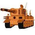 Futuristic tank in steampunk style. Vector illustration of mechanical transport them. Royalty Free Stock Photo