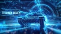 Futuristic Tank with Technological Background Royalty Free Stock Photo
