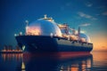 Futuristic tanker transporting oil or liquefied gas on the high seas, international trade in petroleum products, AI Generated