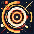 Futuristic target with arrows on dark background. Vector illustration. Generative AI